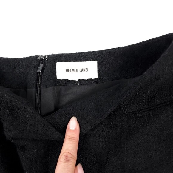 HELMUT LANG Jacquard High Rise Micro Mini Skirt in Black Textured Wool Small - Picture 2 of 14